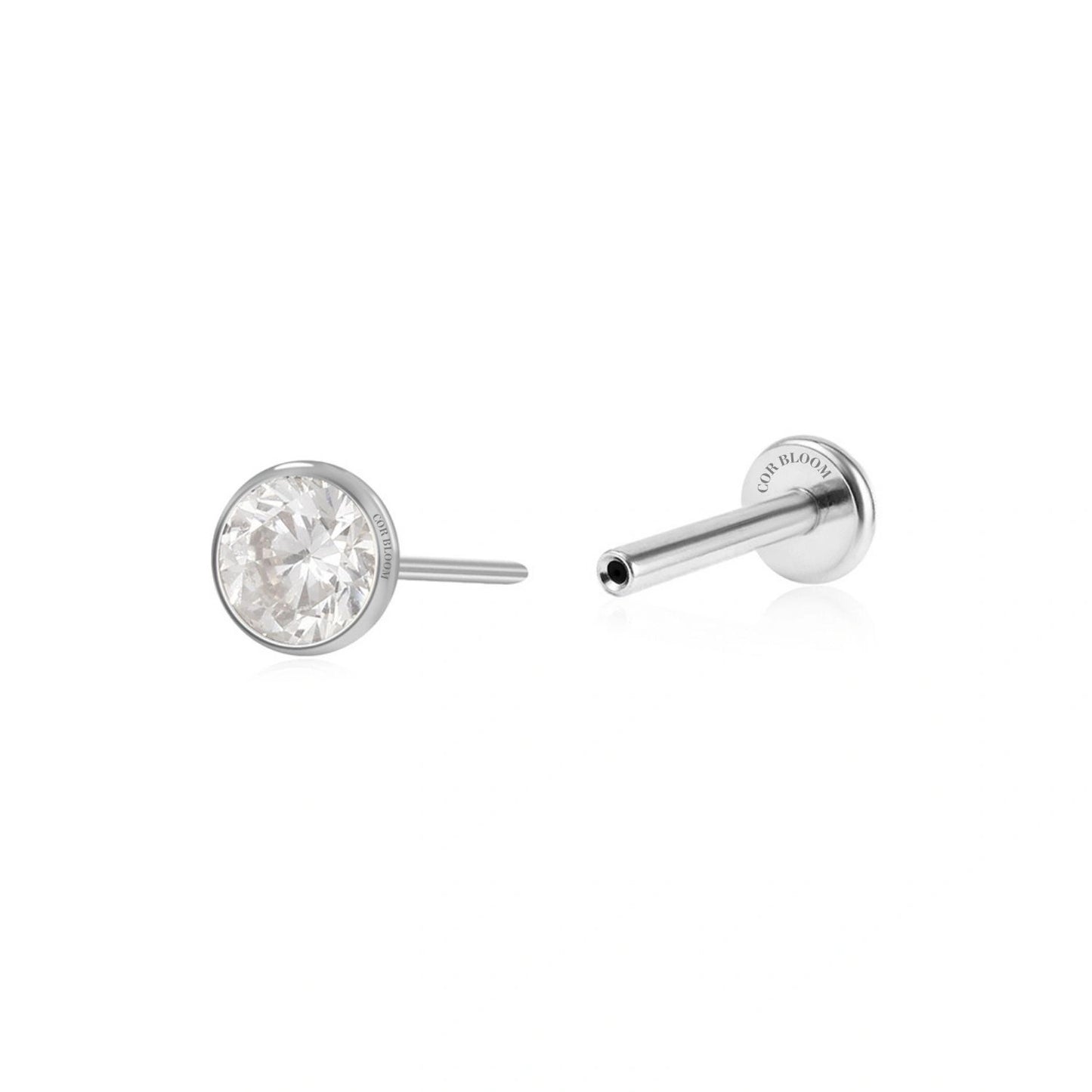 Implant-Grade Titanium Essential Diamond Push Pin - Silver