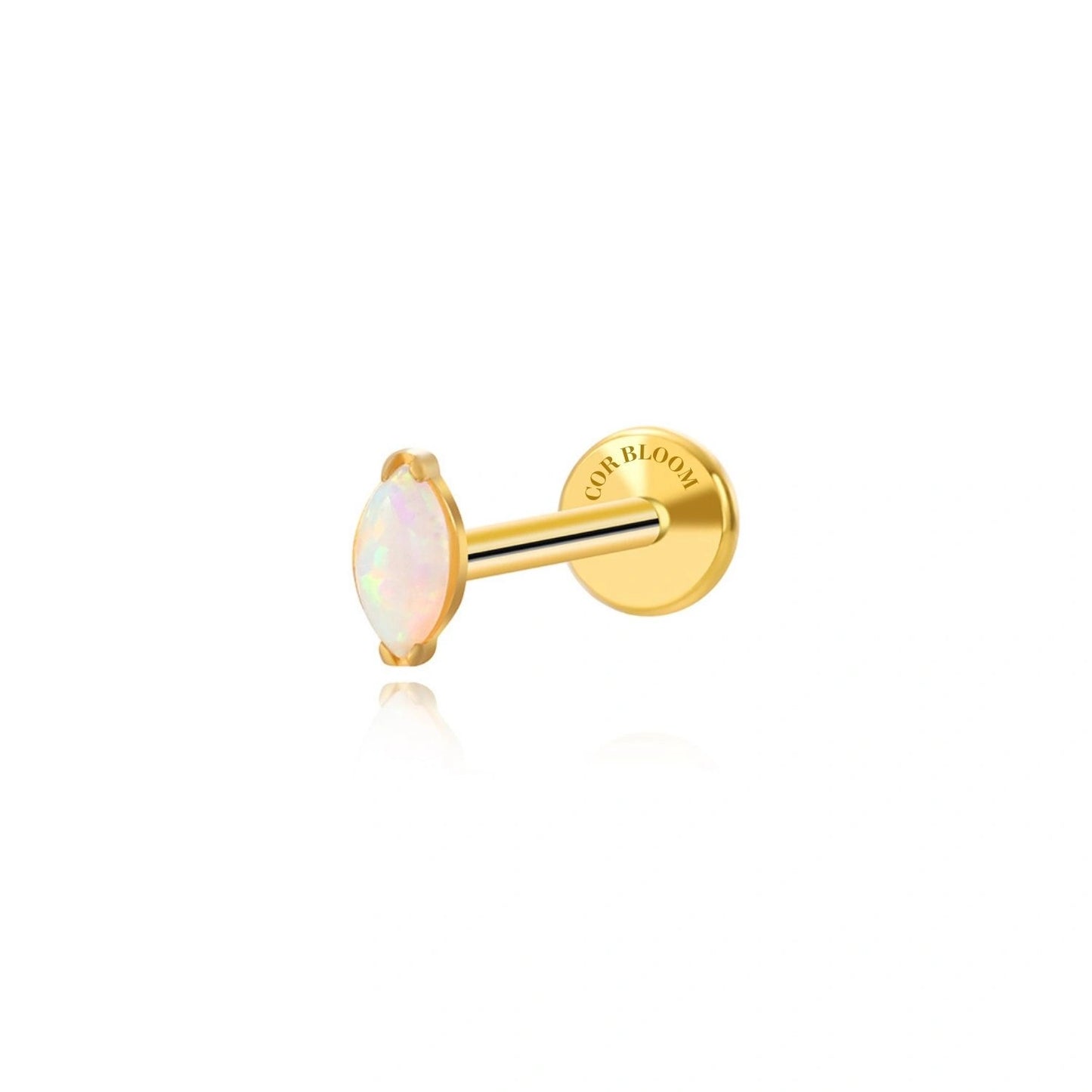 Titanium White Opal Marquise Flat Back Stud