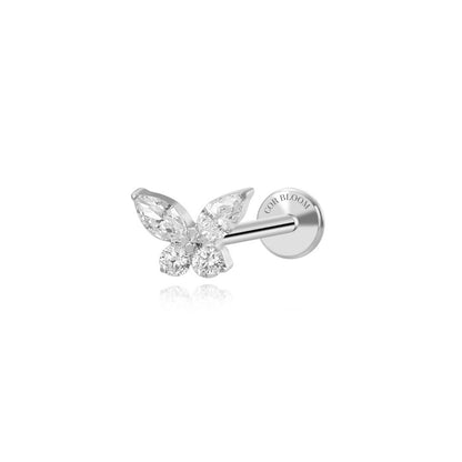 Titanium Crystal Butterfly Piercing Stud