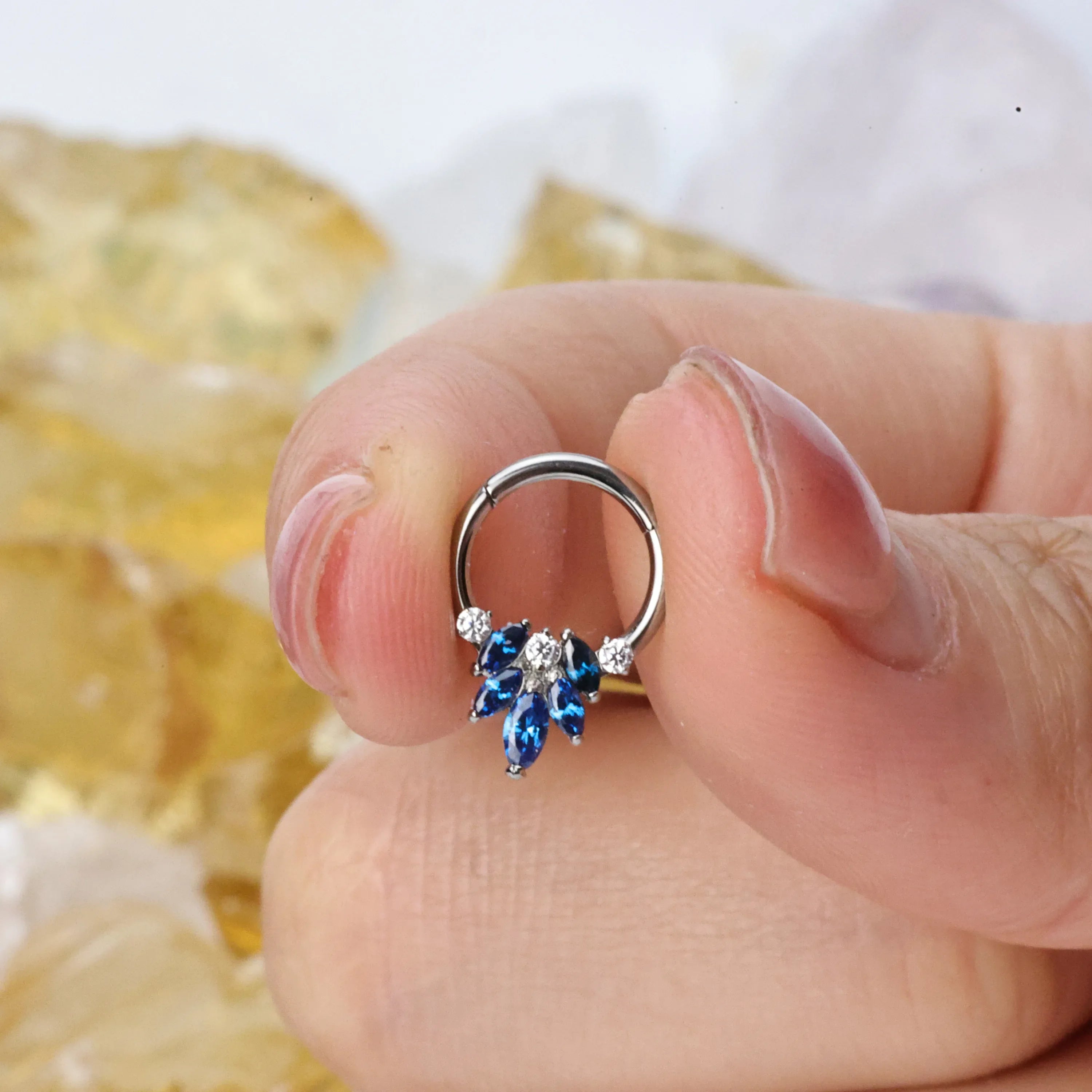 Titanium Hemera Blue Sapphire Petal Clicker