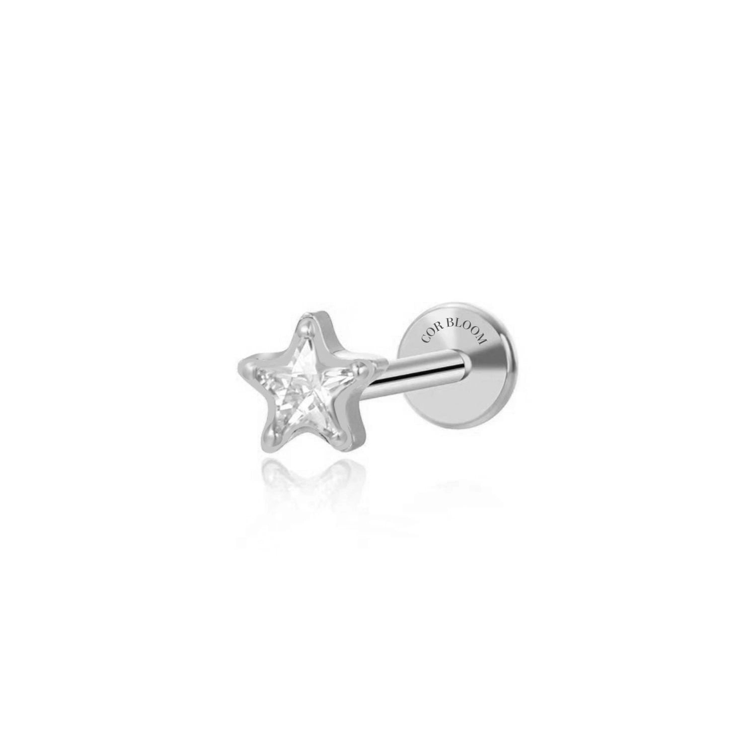 Titanium Clare Small Diamond Star Flat Back Stud