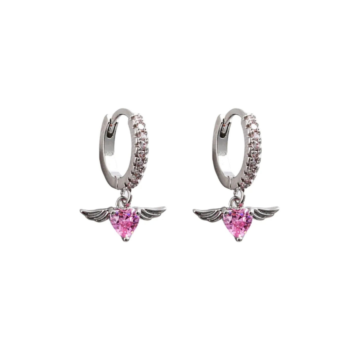 Angle Heart Hoop Earrings