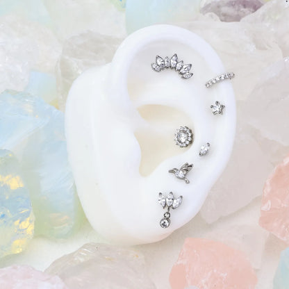 Titanium Clear Crystal Sunflower Flat Back Stud