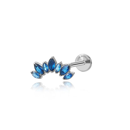 Titanium Sapphire 7-Petal Crown Piercing Stud