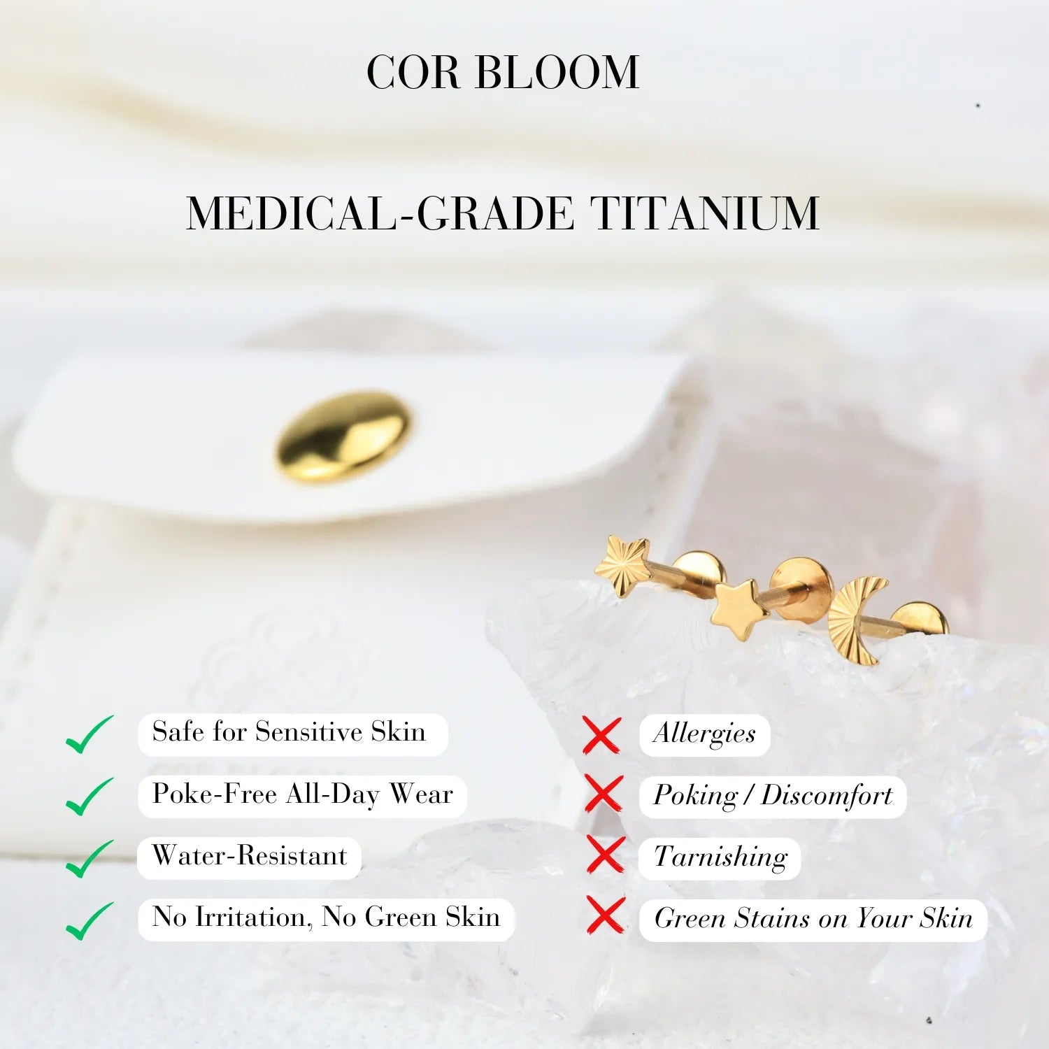 Titanium Mini Star Flat Back Stud