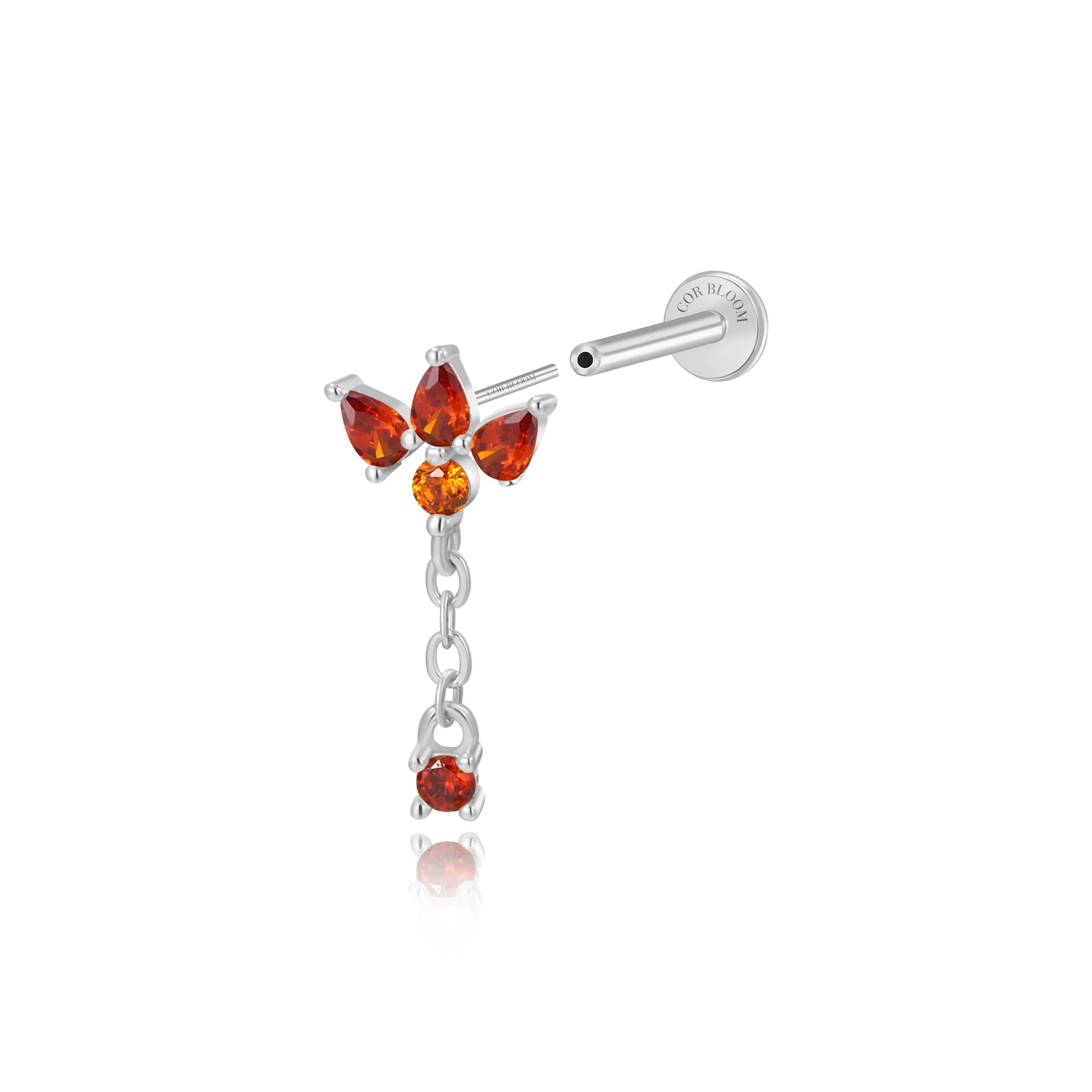 Jazmine Trio Pear Dangling Stud – Red Flame