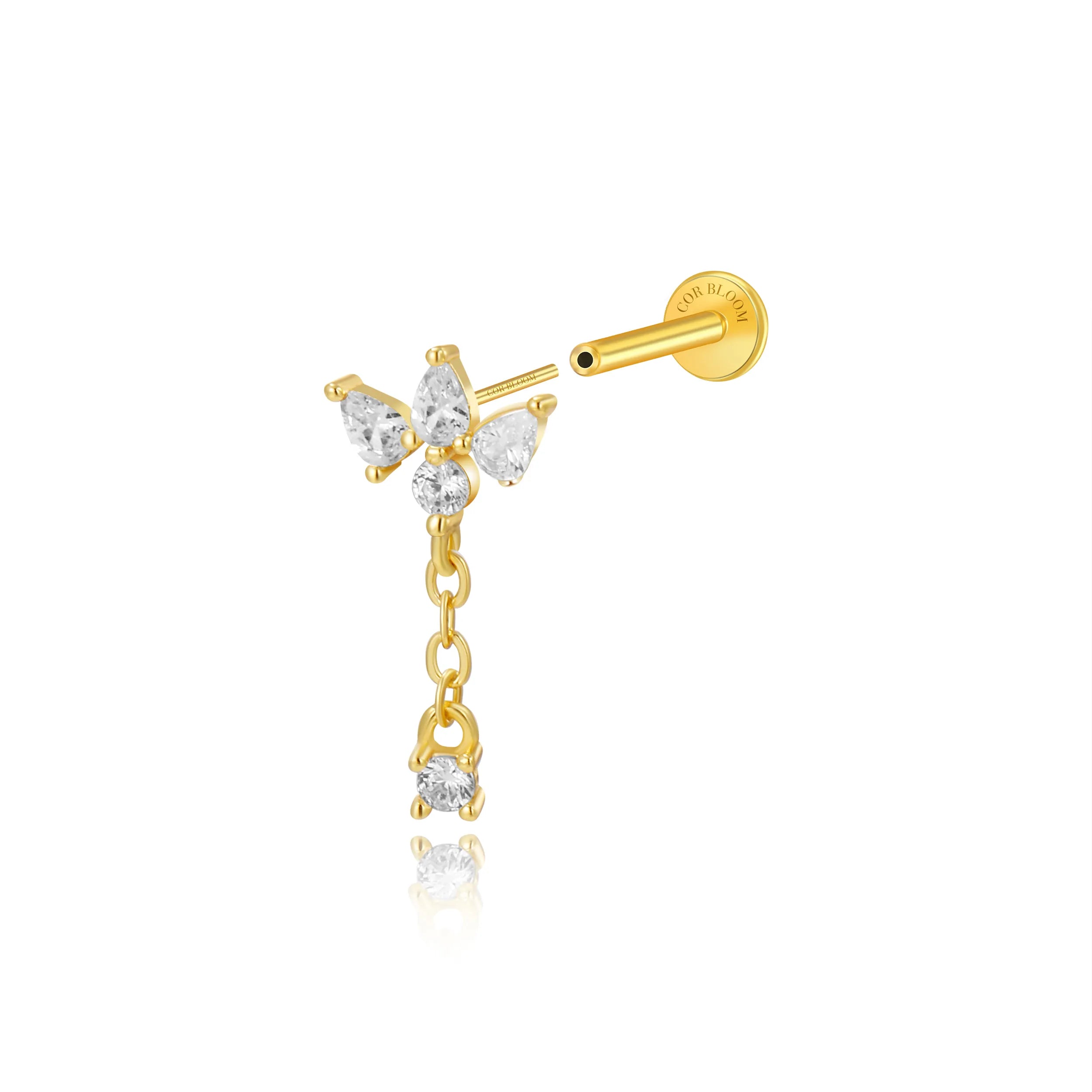Jazmine Trio Pear Dangling Stud – Crystal Starlight
