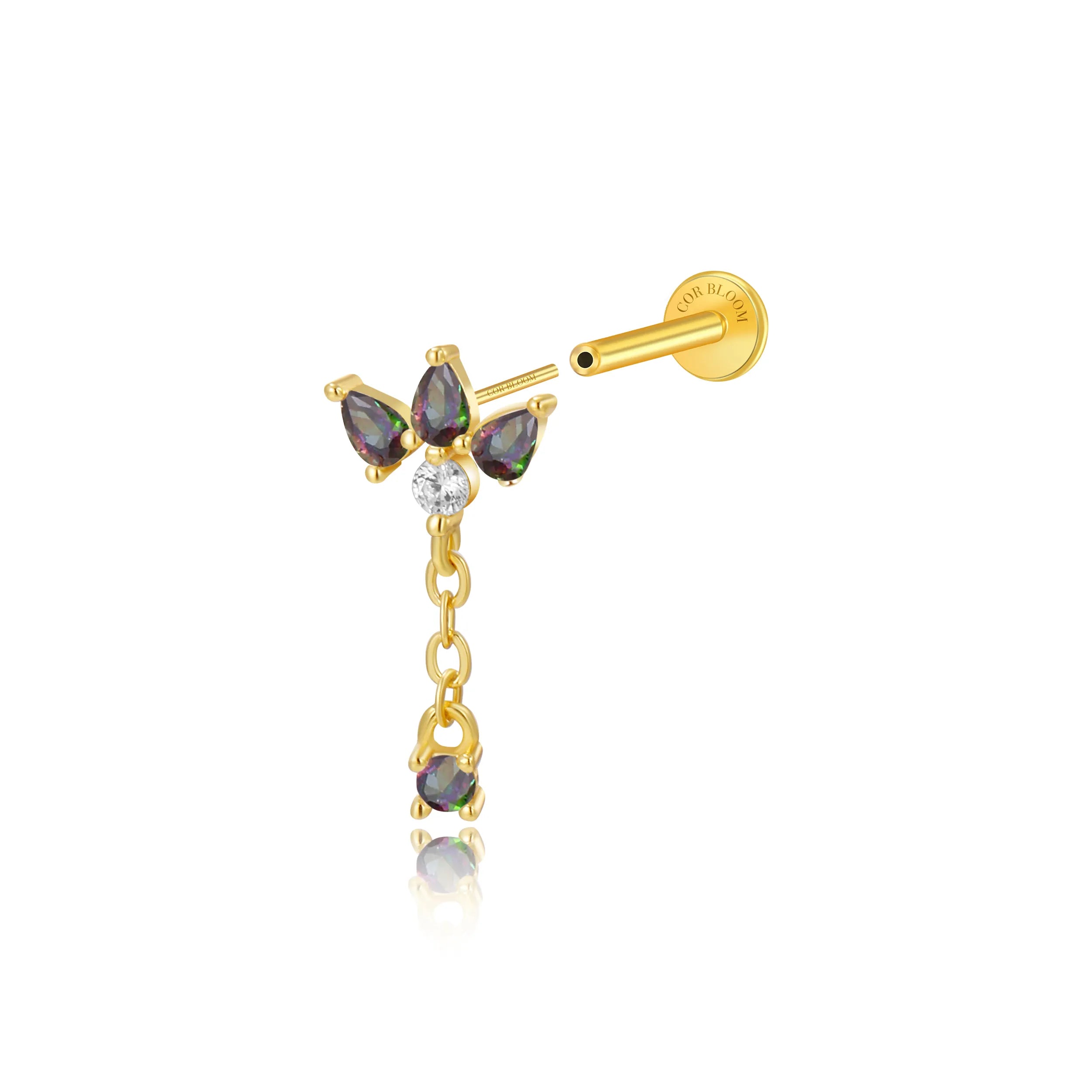 Jazmine Trio Pear Dangling Stud – Dark Iridescent