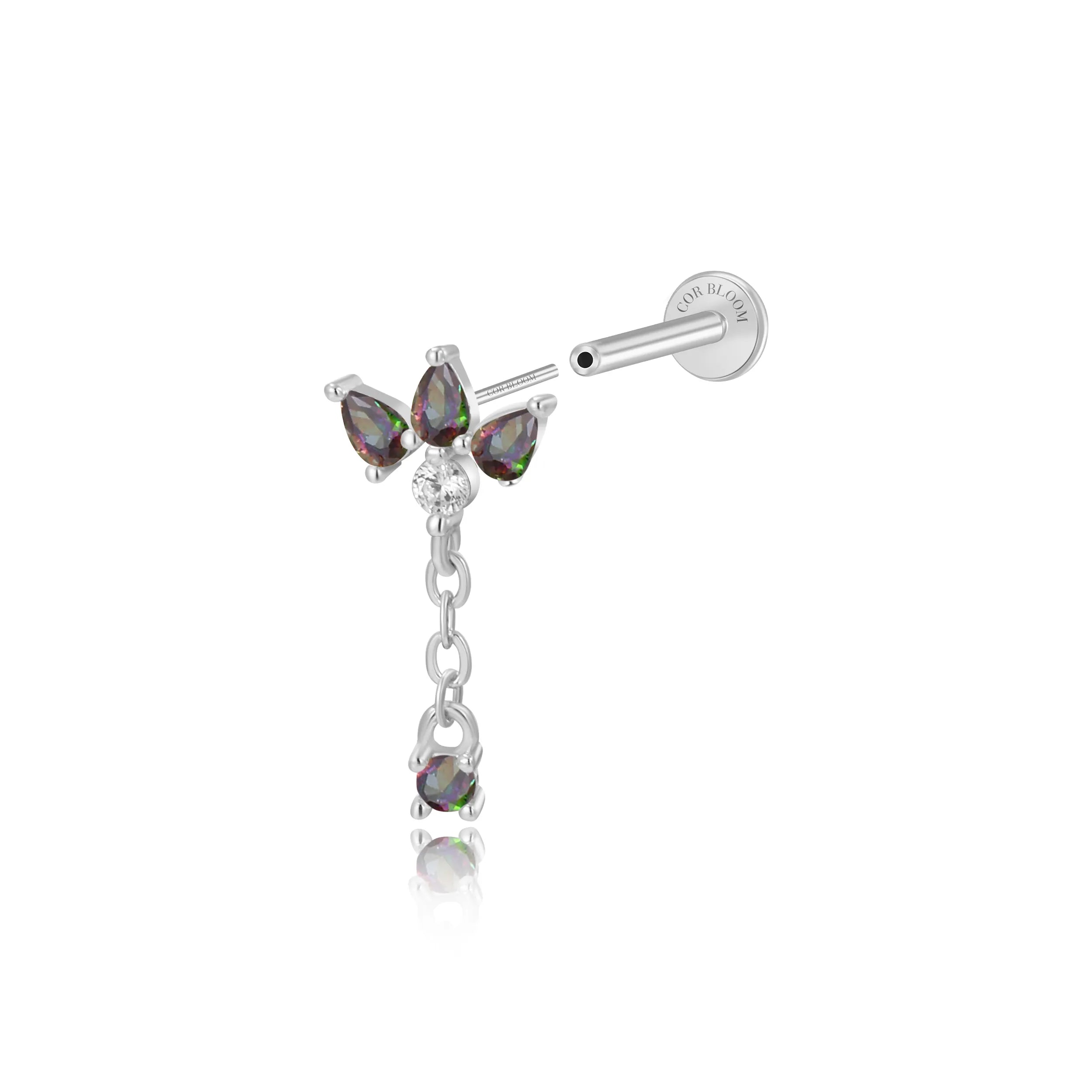 Jazmine Trio Pear Dangling Stud – Dark Iridescent
