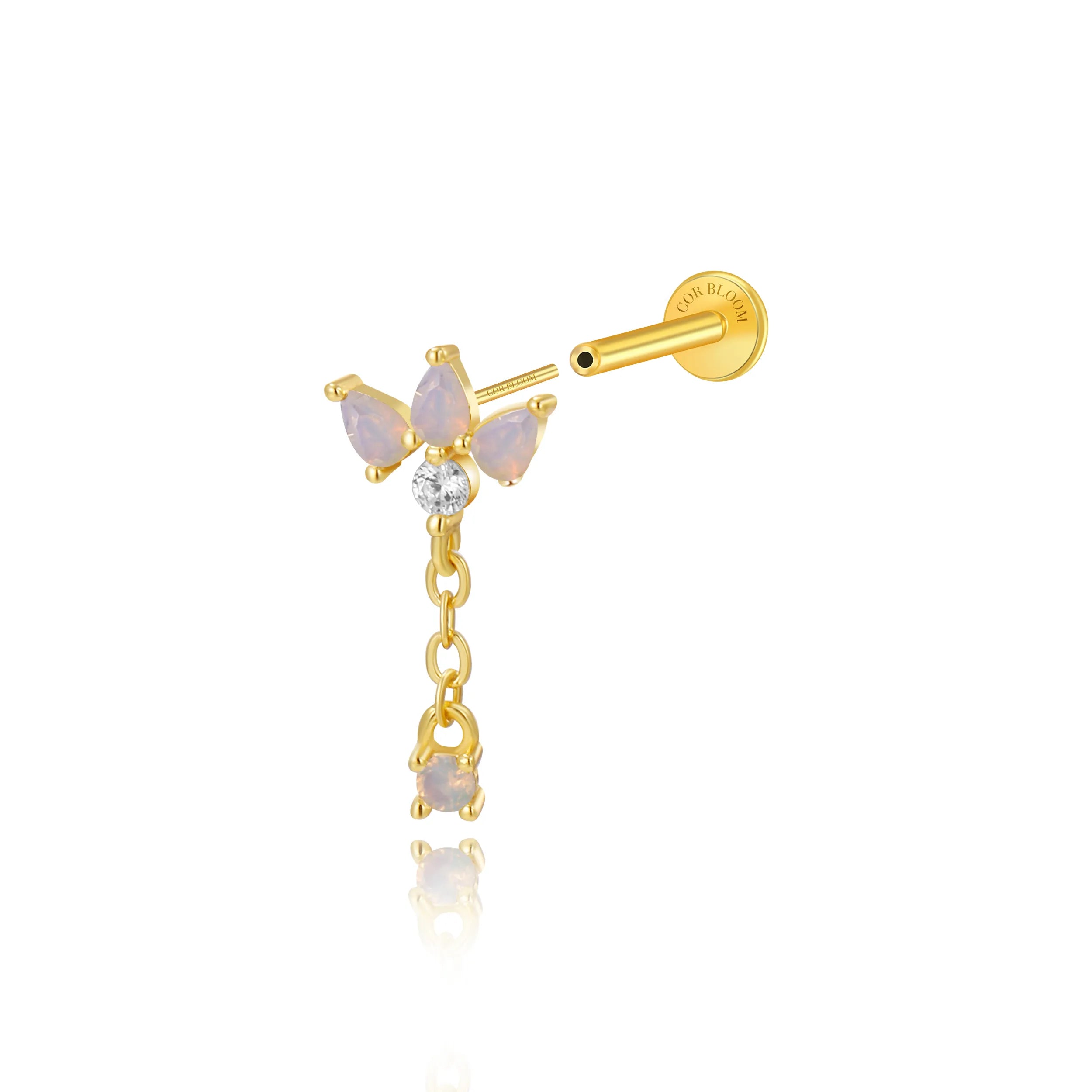 Jazmine Trio Moonstone Pear Dangling Stud – Moonlight Glow