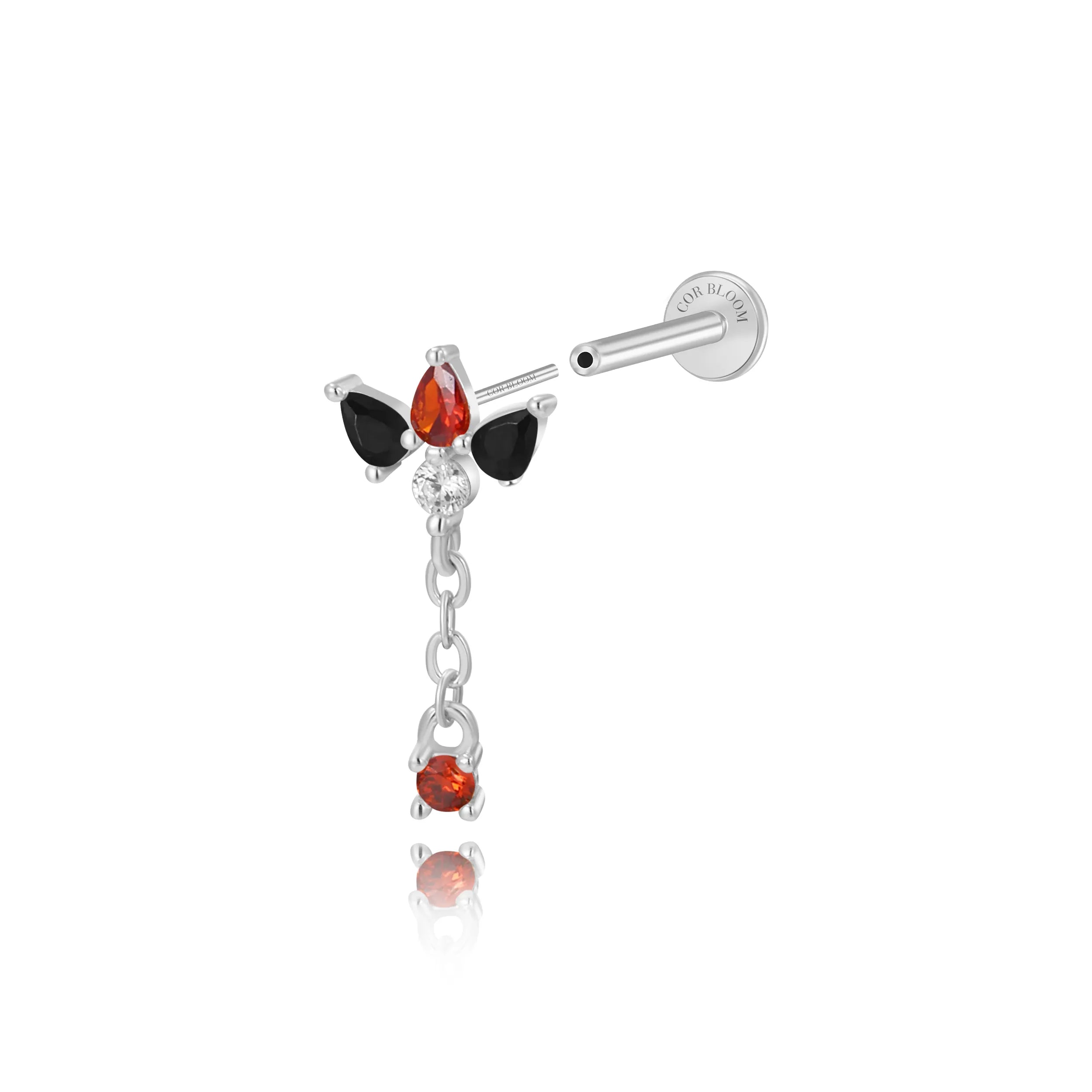 Jazmine Trio Red & Black Pear Dangling Stud – Midnight Flame