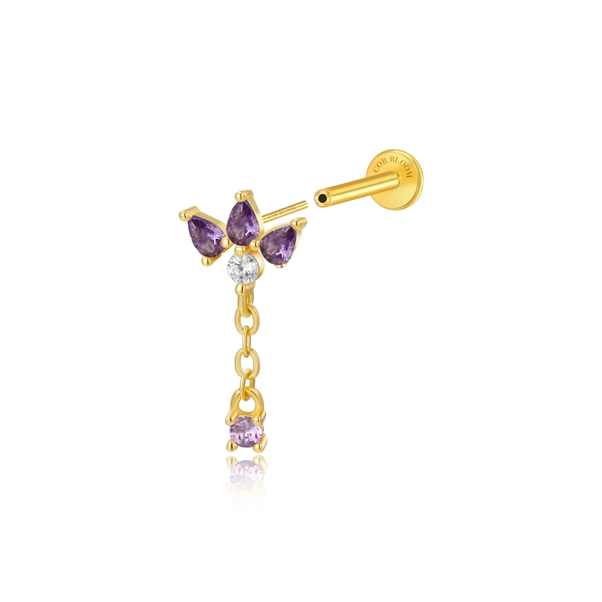 Jazmine Trio Amethyst Pear Dangling Stud – Lavender Dream