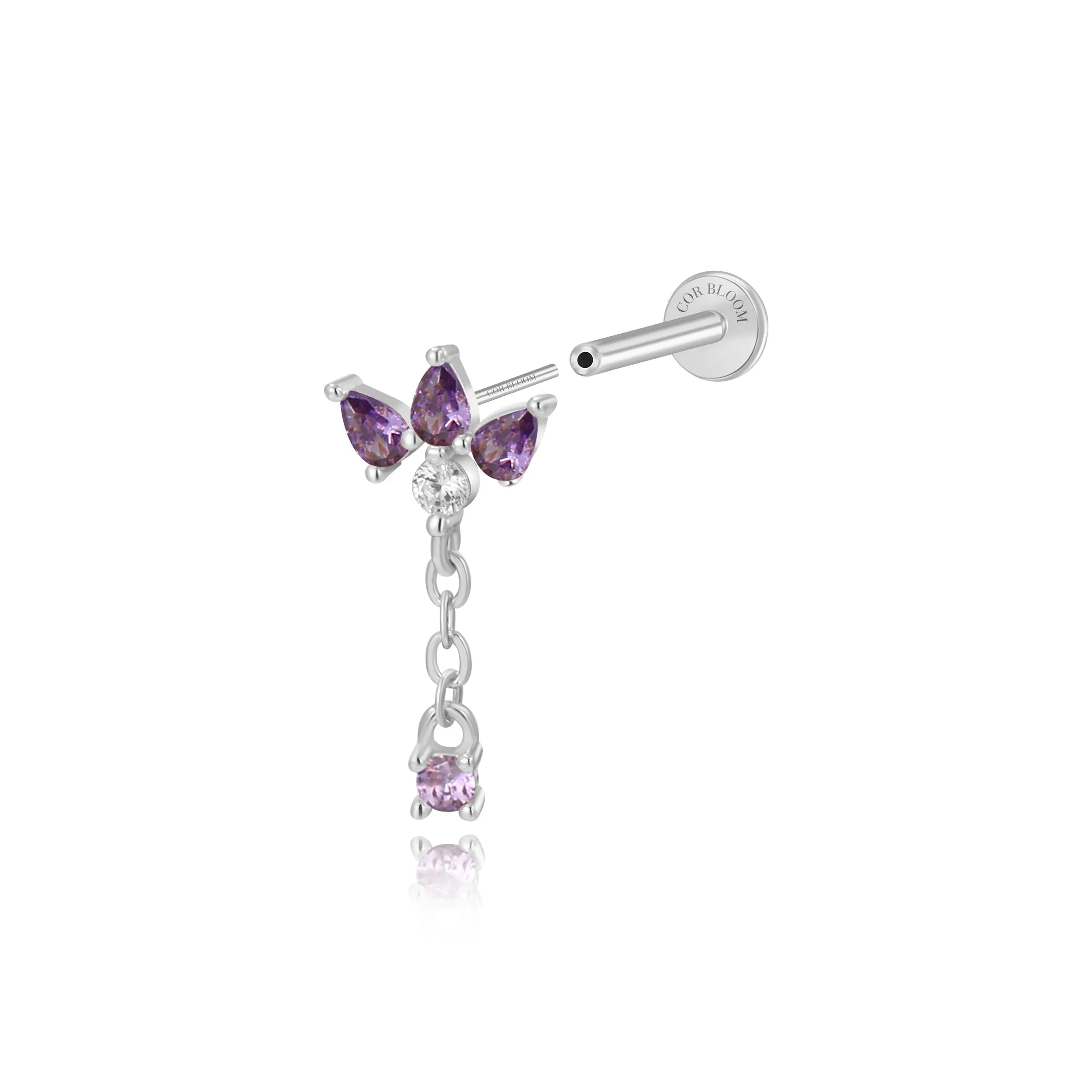 Jazmine Trio Amethyst Pear Dangling Stud – Lavender Dream