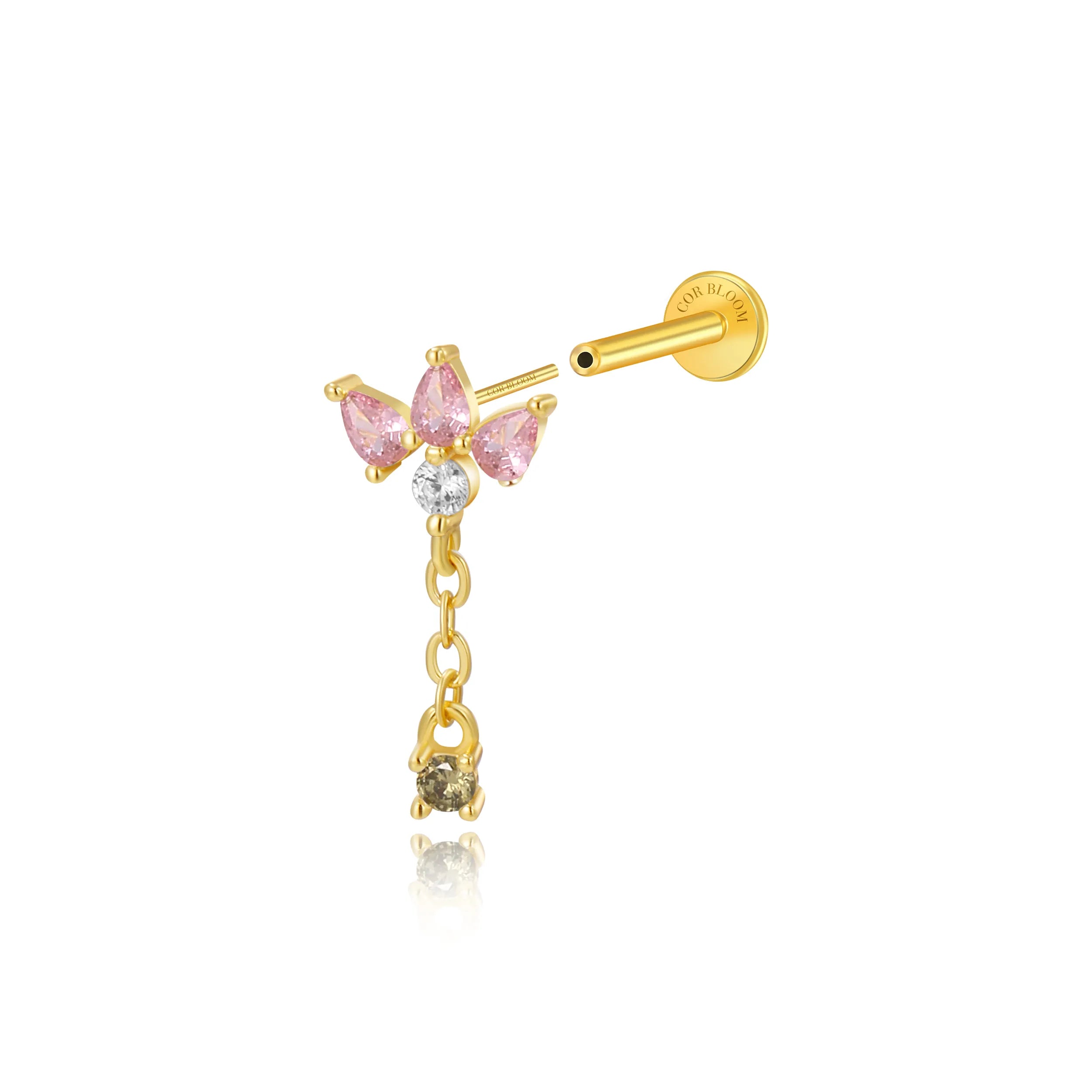 Jazmine Trio Pink Pear Dangling Stud – Rosy Spring