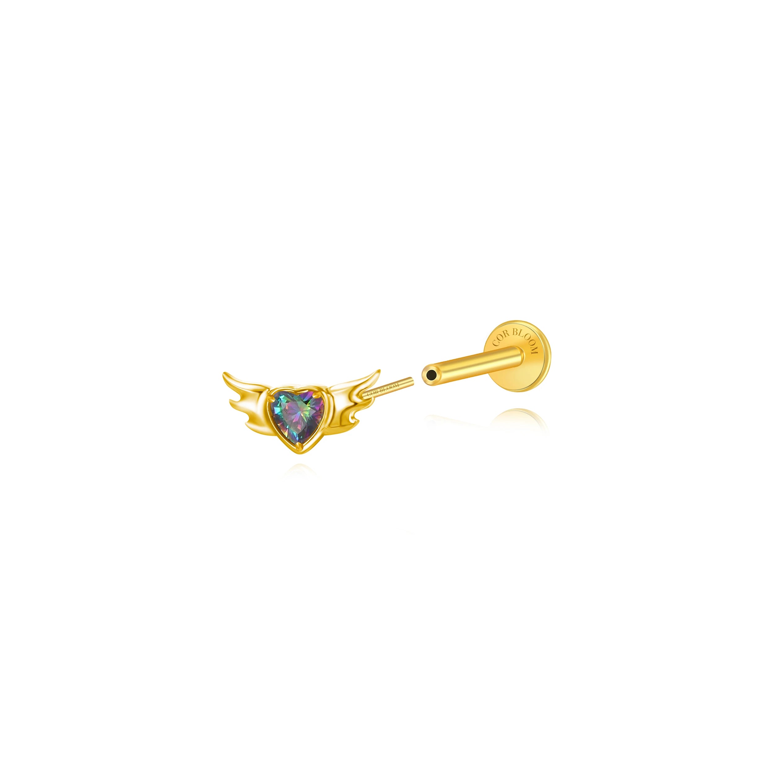 Titanium Nataly Dark Iridescent Angel Heart Flat Back Stud