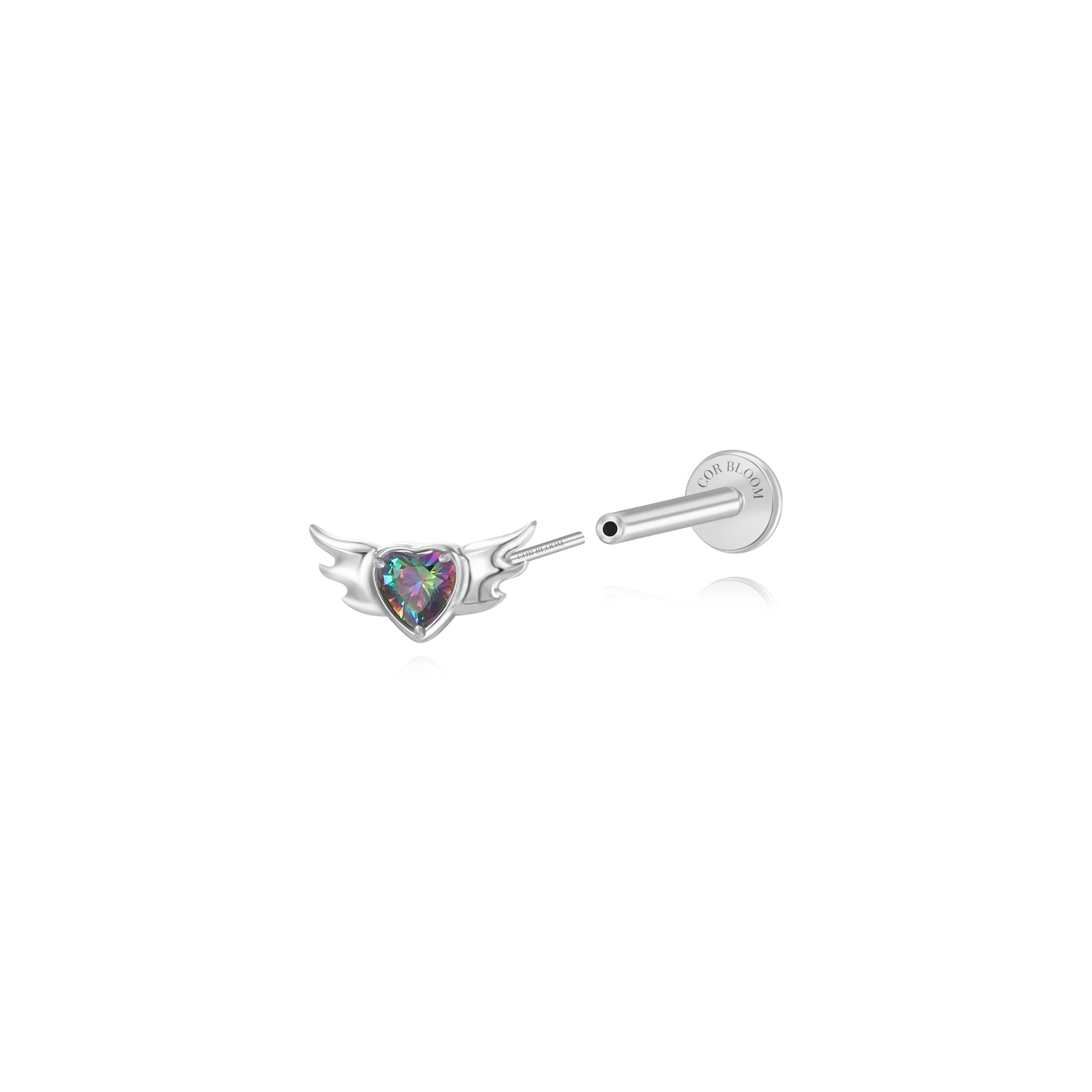 Titanium Nataly Dark Iridescent Angel Heart Flat Back Stud
