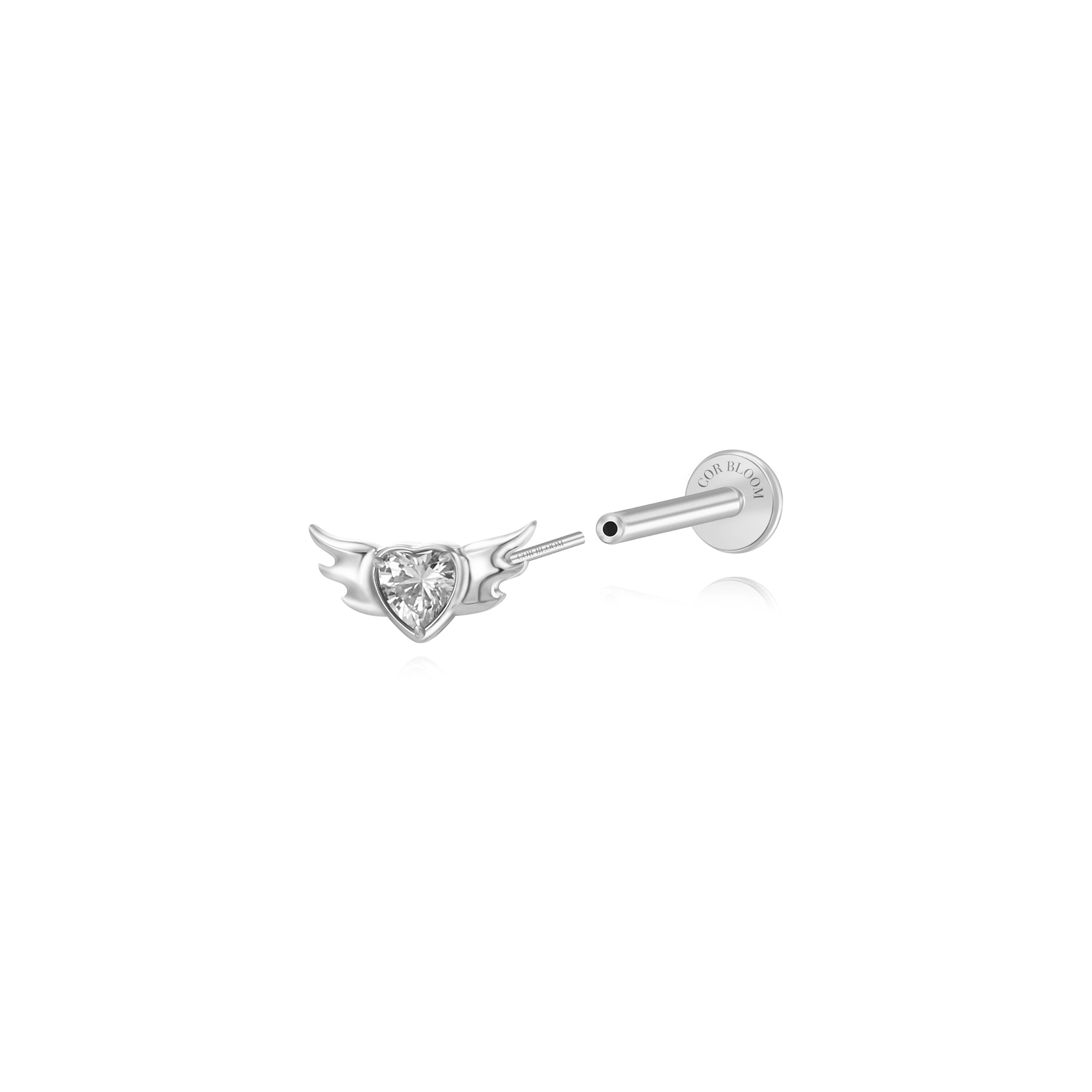 Titanium Nataly Crystal Angel Heart Flat Back Stud