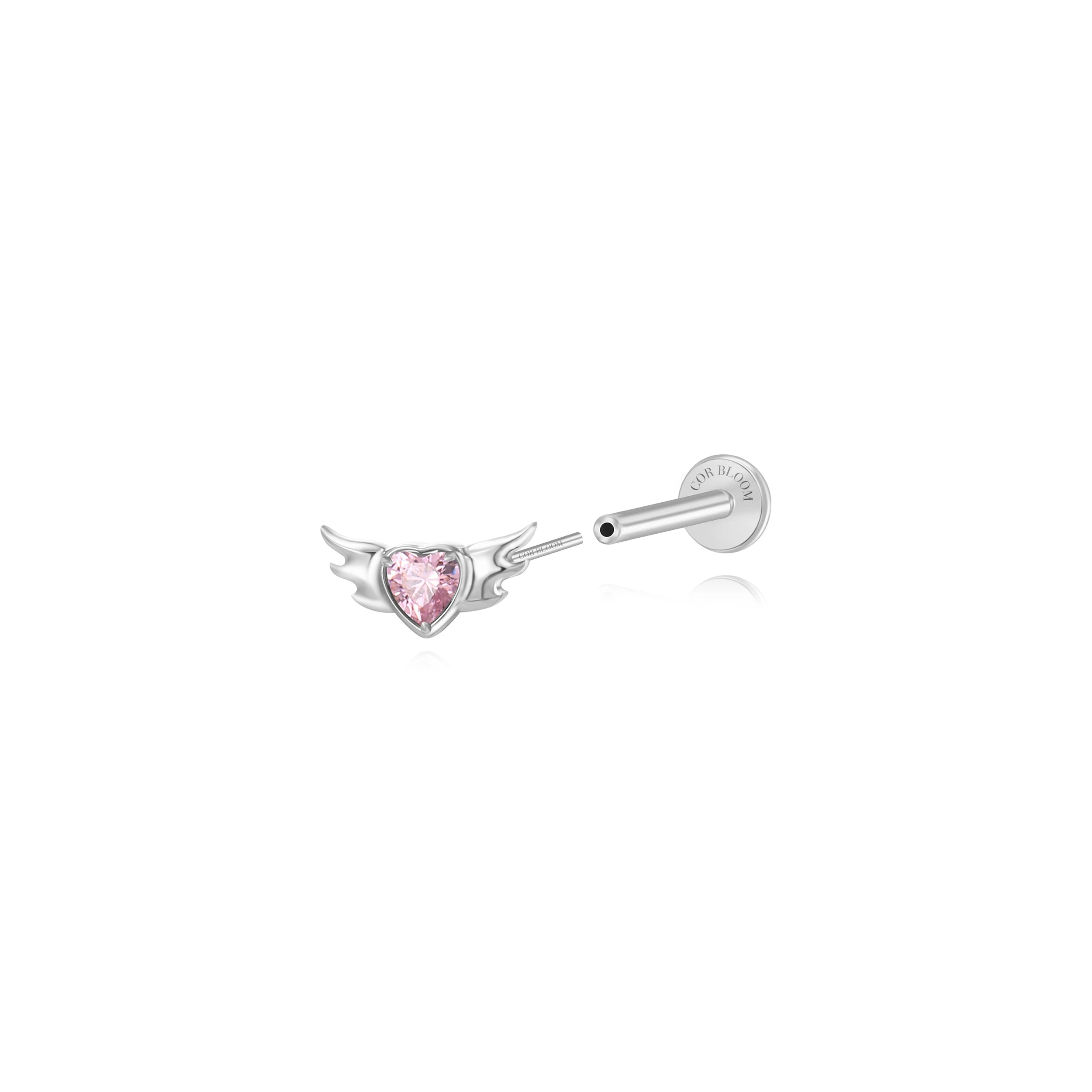 Titanium Nataly Pink Angel Heart Flat Back Stud