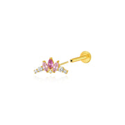 Titanium Aila Crown Stud - Pink & Ruby