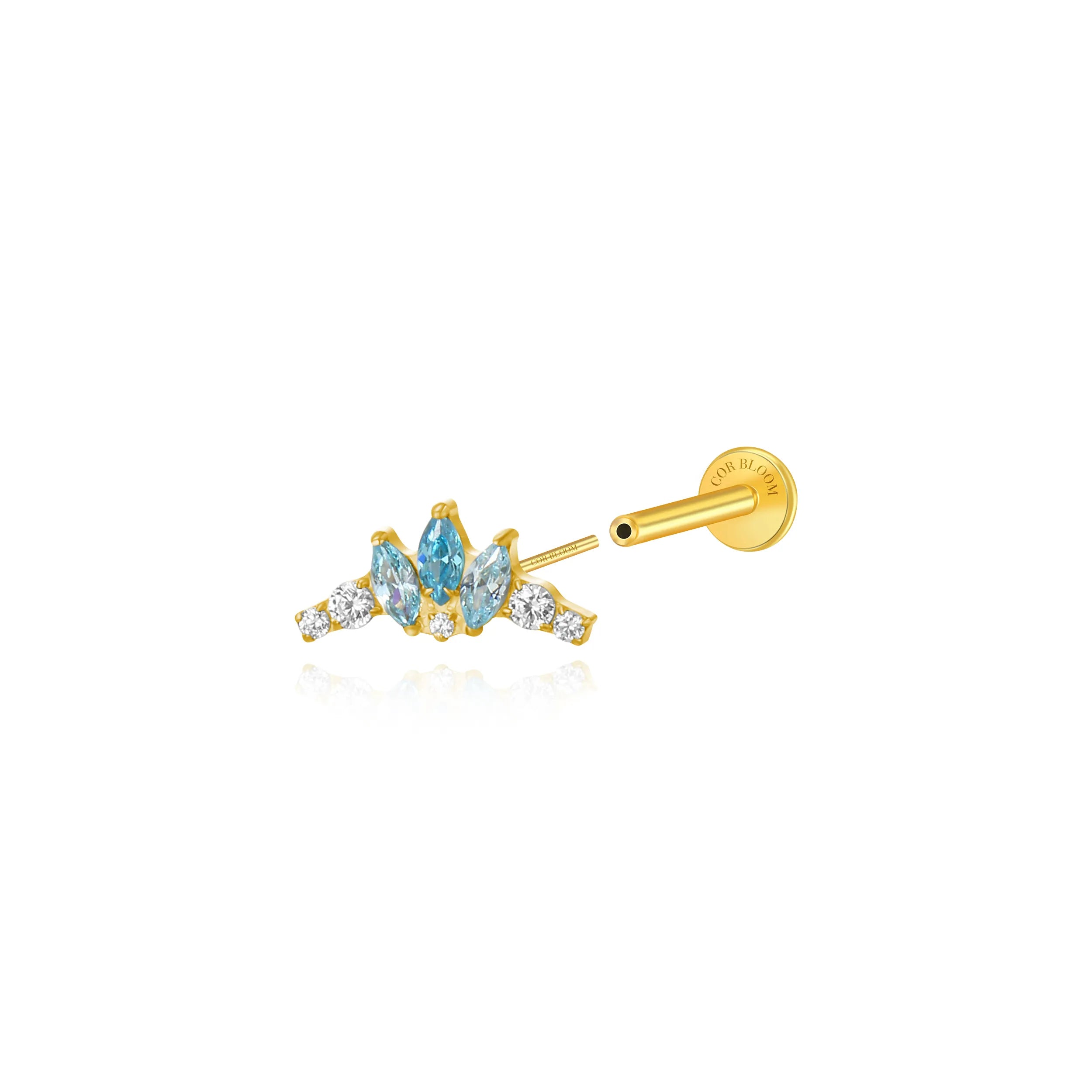 Titanium Aila Crown Stud - Aquamarine Ocean Breeze