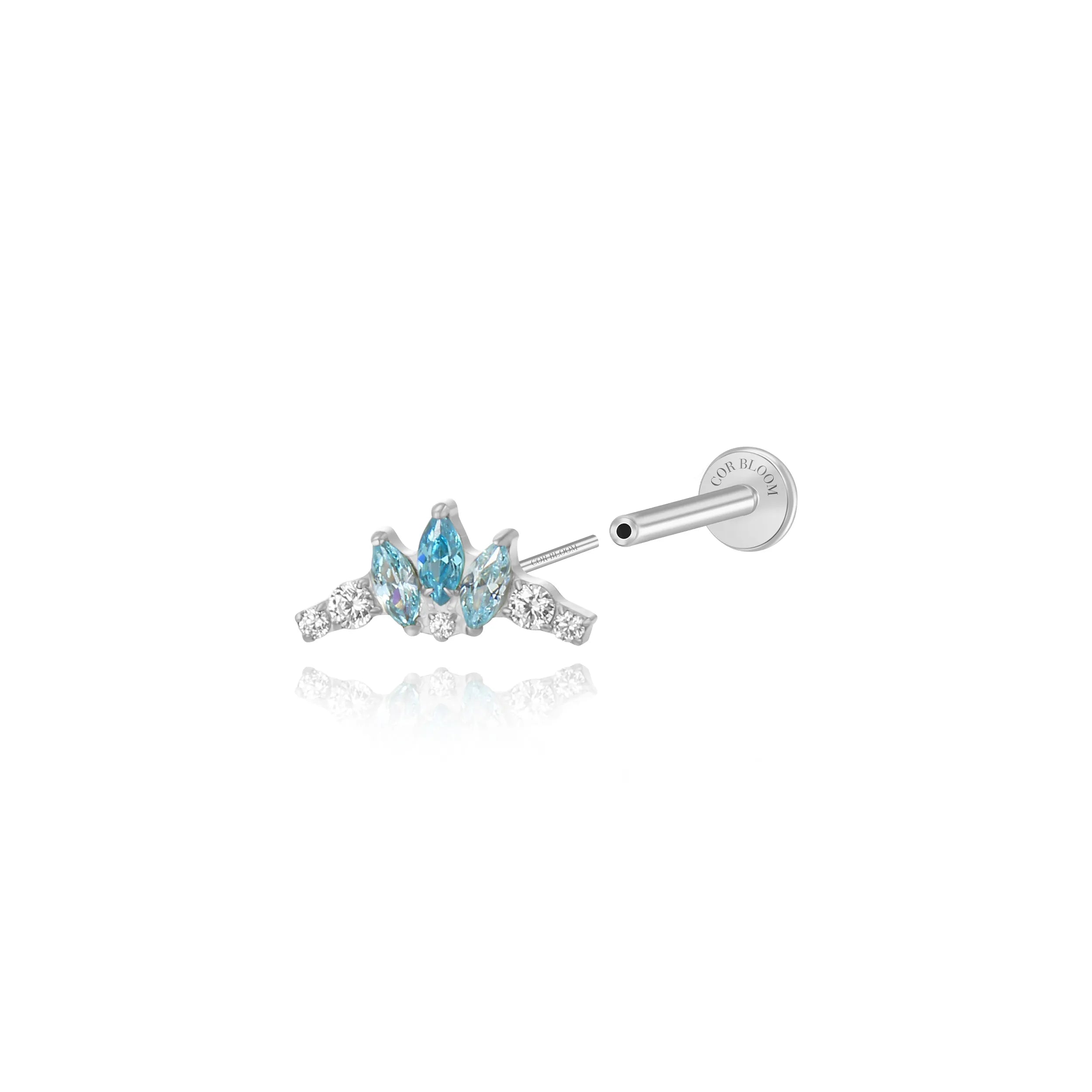 Titanium Aila Crown Stud - Aquamarine Ocean Breeze