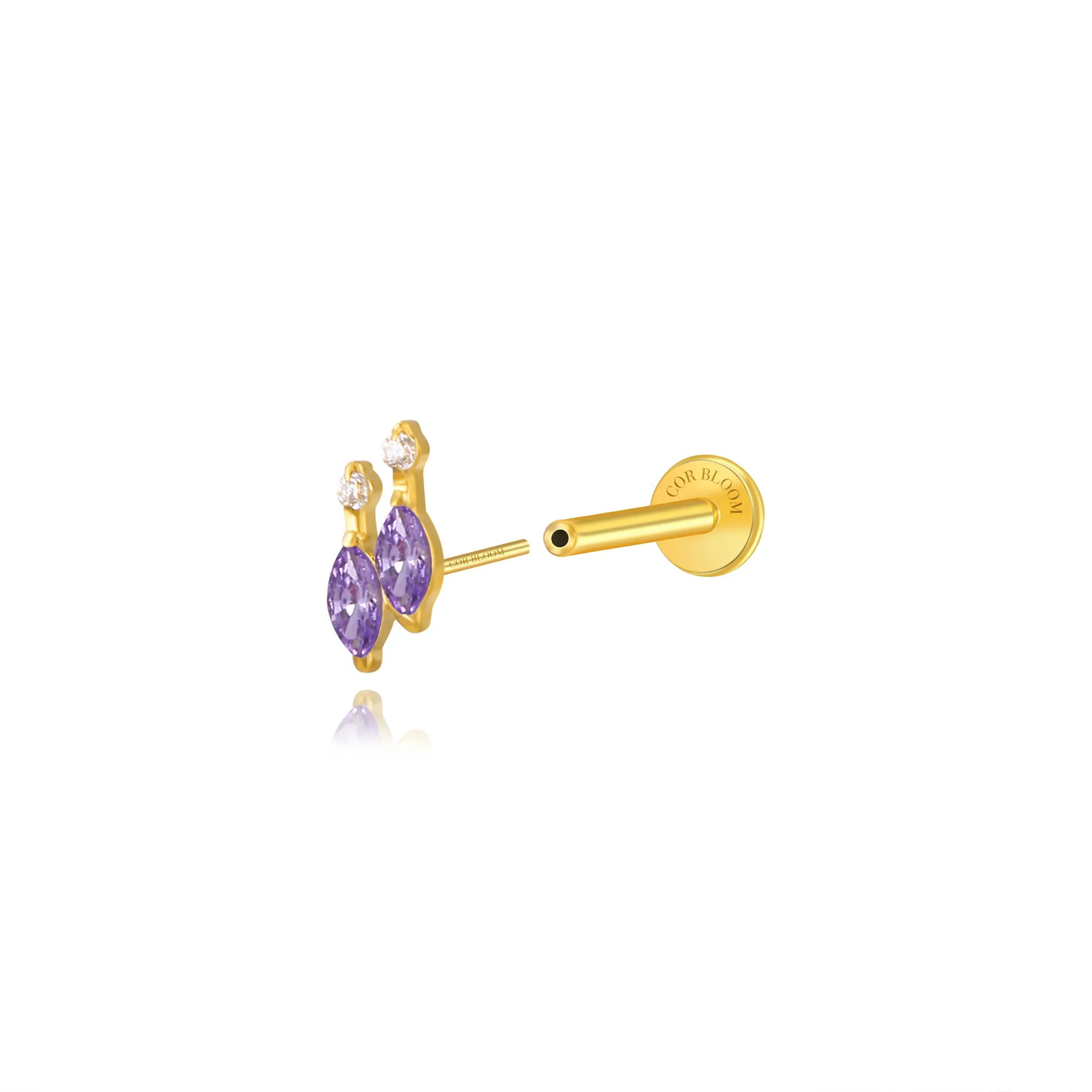 Titanium Felicity Amethyst Duo Marquise Stud - Lilac Dream