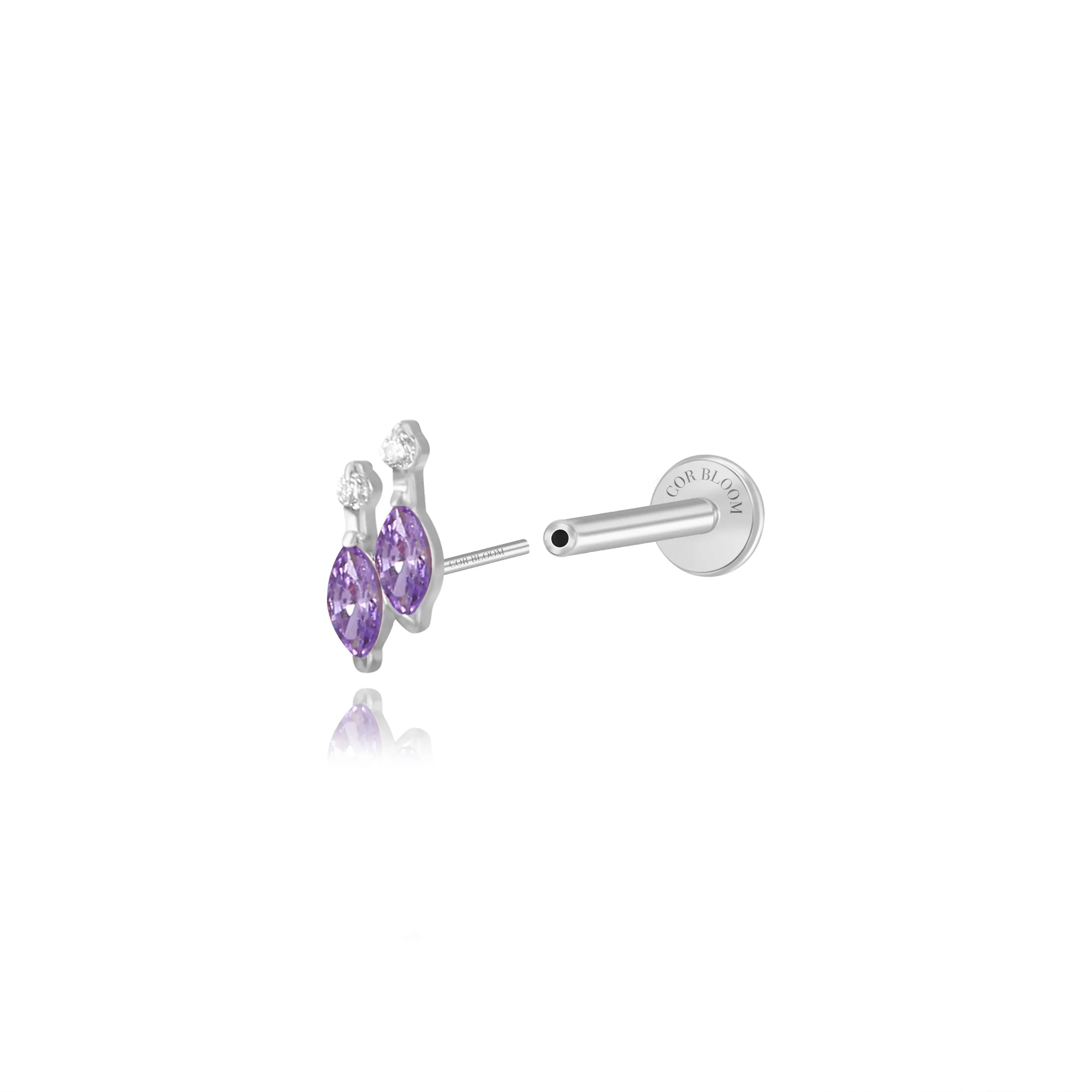 Titanium Felicity Amethyst Duo Marquise Stud - Lilac Dream