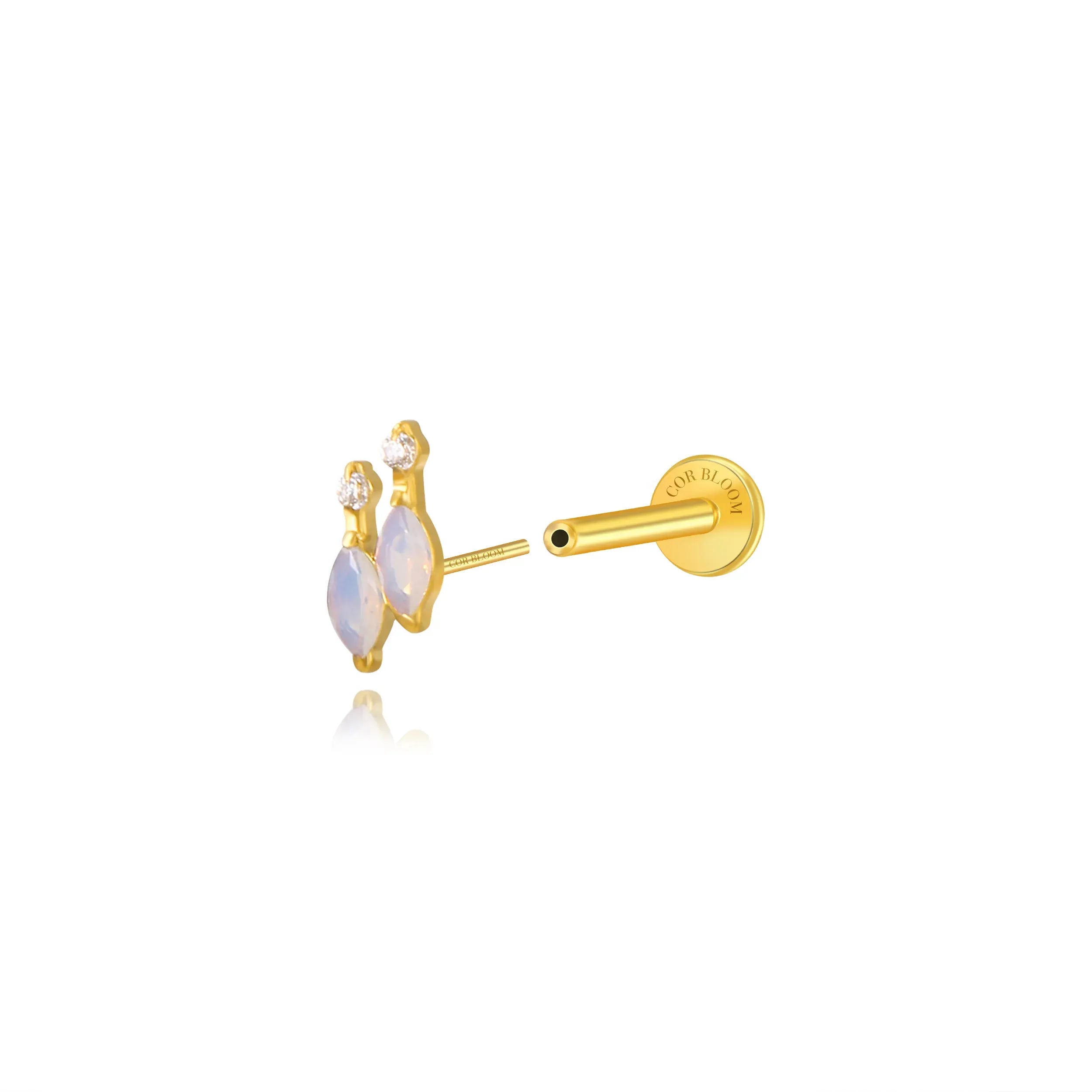 Titanium Felicity Moonstone Duo Marquise Stud - Luna Glow