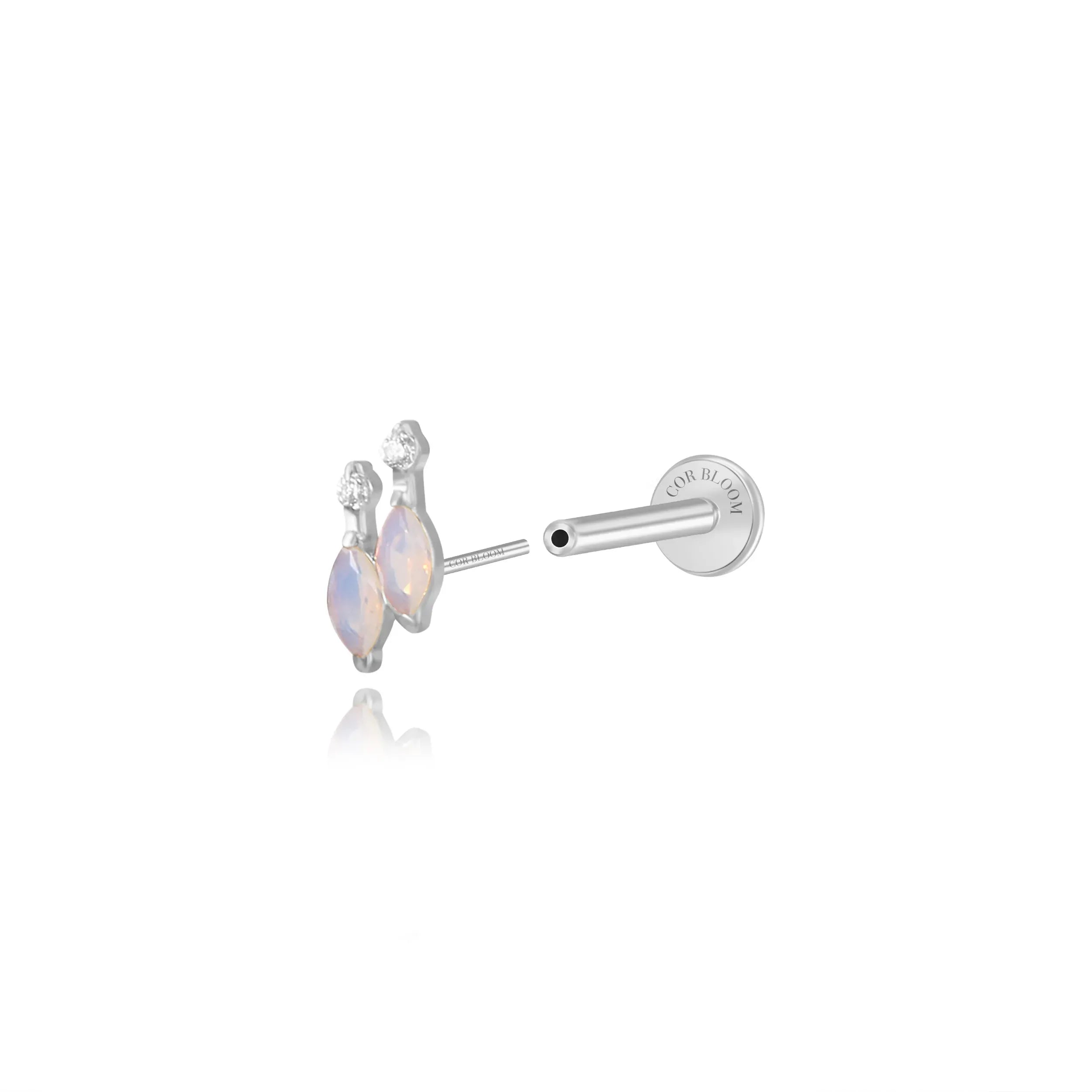 Titanium Felicity Moonstone Duo Marquise Stud - Luna Glow