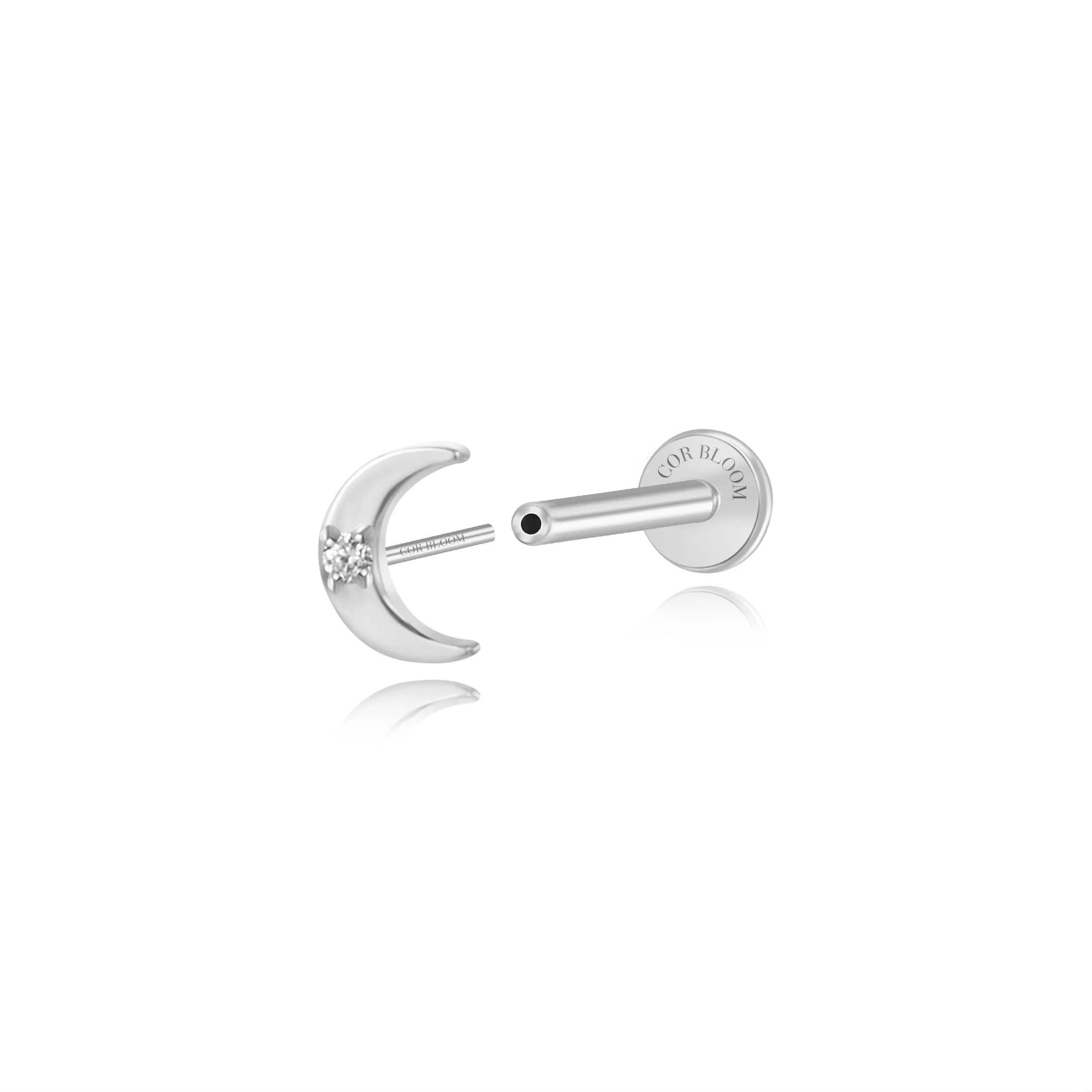 Titanium Amyra Super Mini Diamond Moon Stud