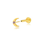 Puces d’oreilles lune super mini Amyra en titane - Améthyste
