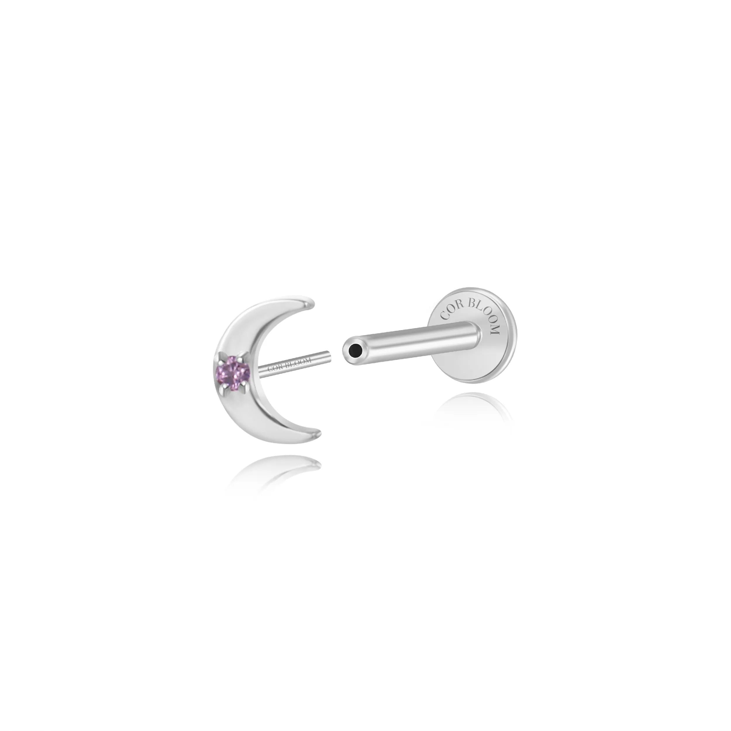Titanium Amyra Super Mini Moon Stud - Amethyst