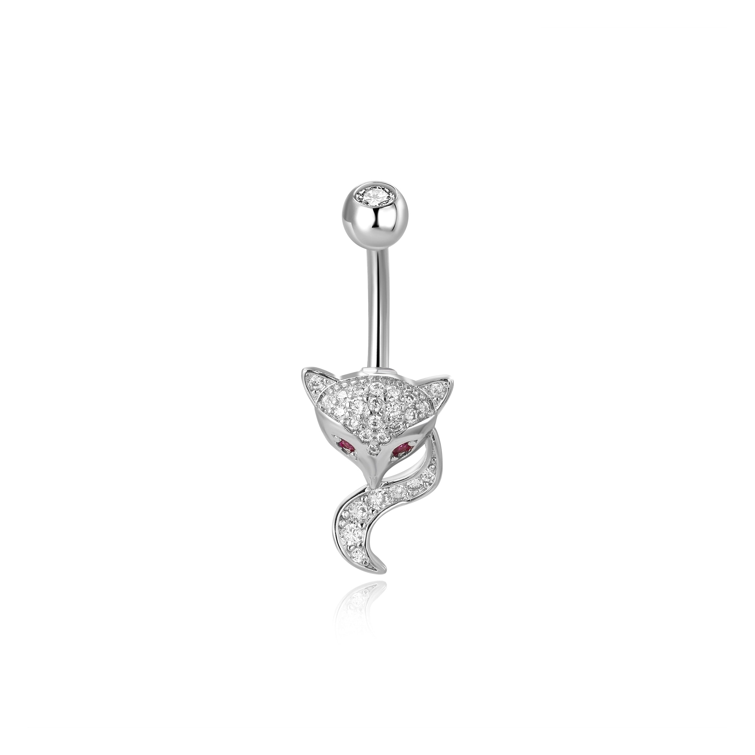 Pave Diamond Fox Belly Ring