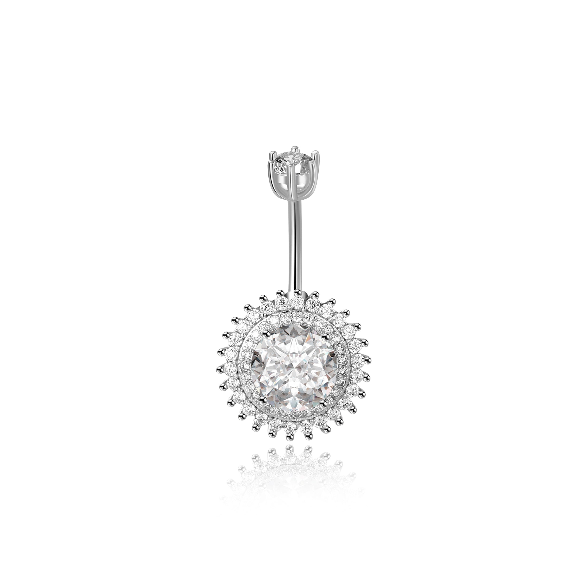 Diamond Sunflower Belly Ring