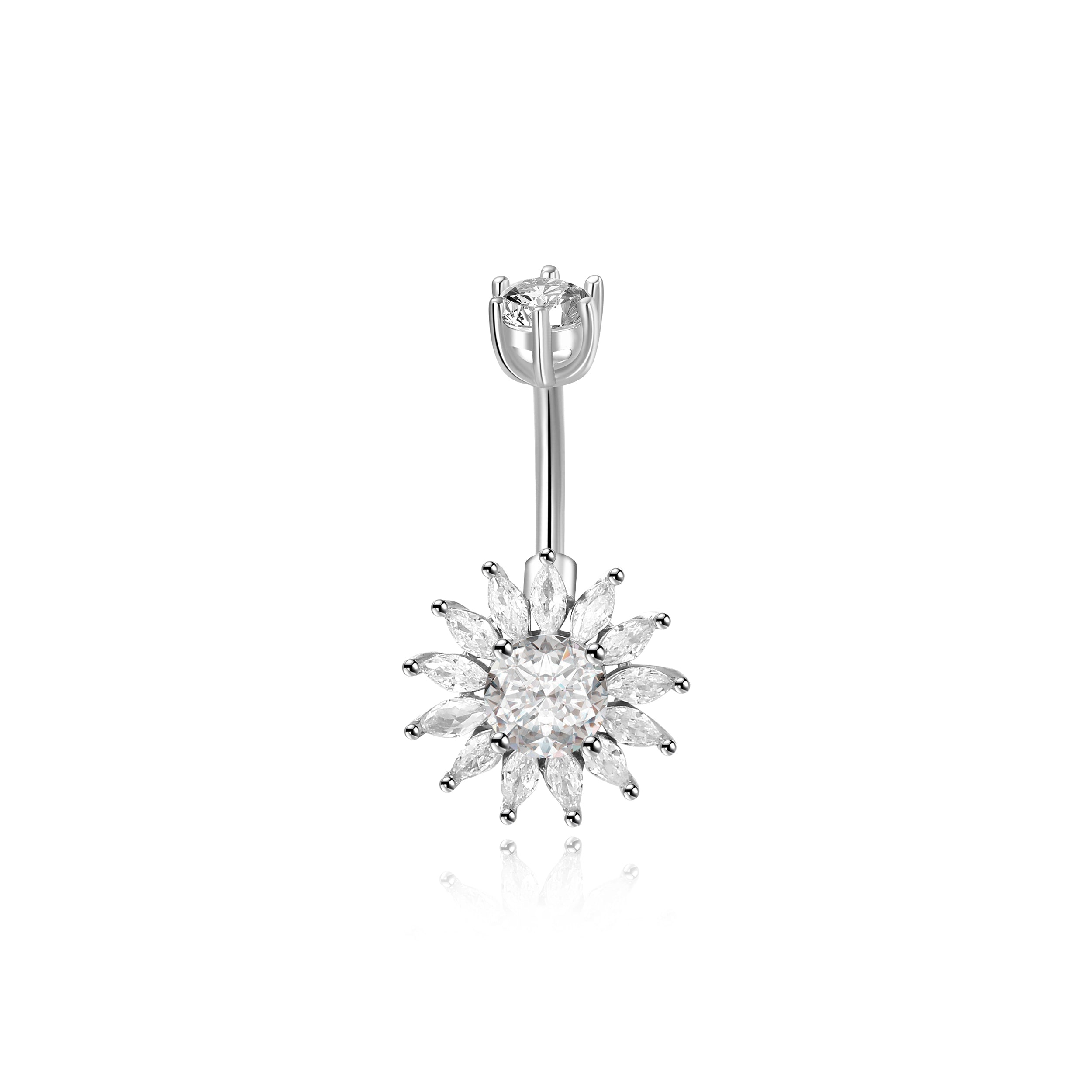 Diamond 12-Petal Sunflower Belly Ring