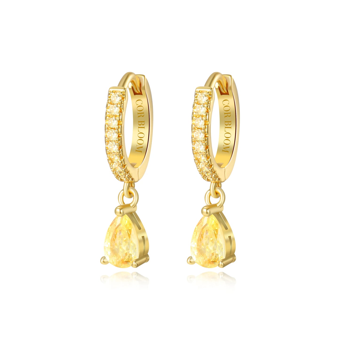 Yellow Citrine Perry Waterdrop Hoop Earrings