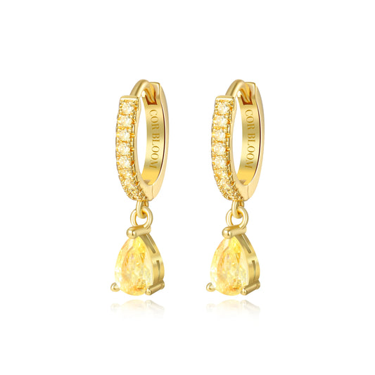 Yellow Citrine Perry Waterdrop Hoop Earrings