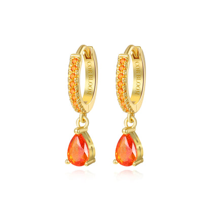 Orange Red Perry Waterdrop Hoop Earrings