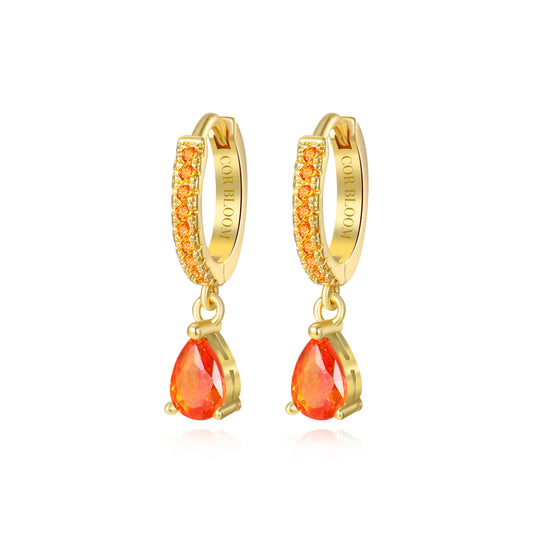 Orange Red Perry Waterdrop Hoop Earrings