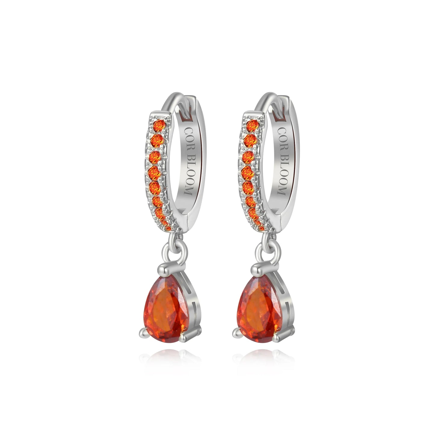 Red Garnet Perry Waterdrop Hoop Earrings