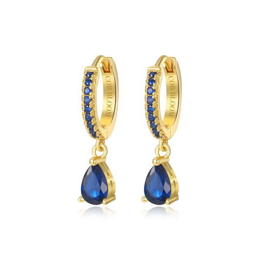 Blue Sapphire Perry Waterdrop Hoop Earrings