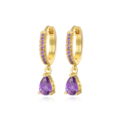 Amethyst Perry Waterdrop Hoop Earrings