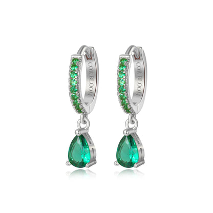 Green Emerald Perry Waterdrop Hoop Earrings