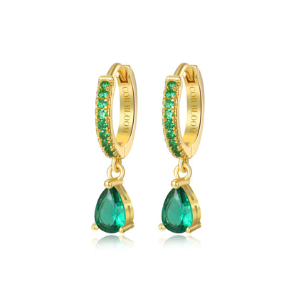 Green Emerald Perry Waterdrop Hoop Earrings