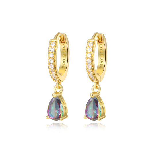 Dark Iridescent Perry Waterdrop Hoop Earrings