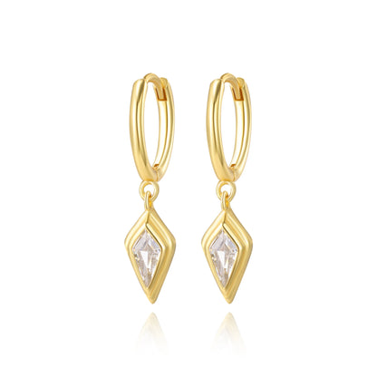 Hattie Kite-Cut Diamond Charm Hoop Earrings