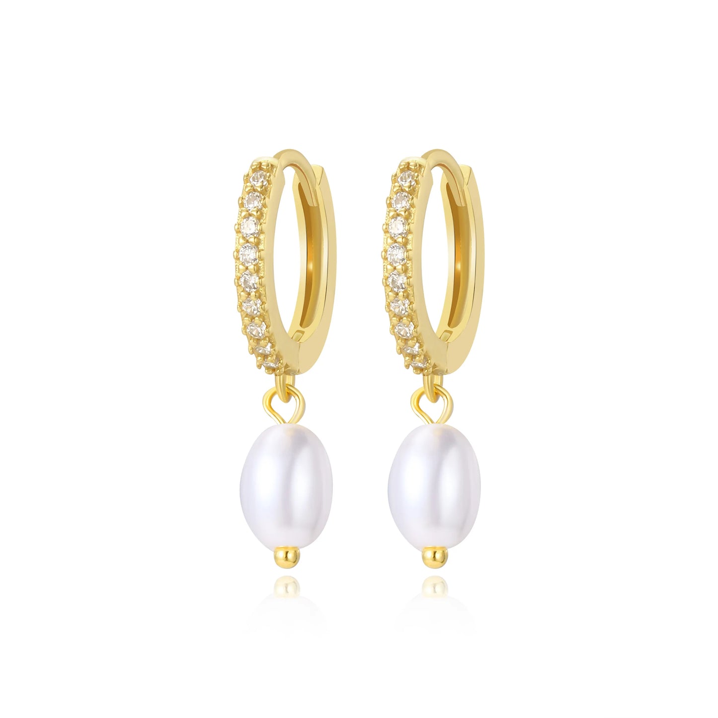 Margareta White Pearl Charm Hoop Earrings