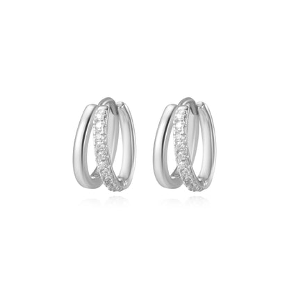 Illusion Duo Pave Hoop Earrings