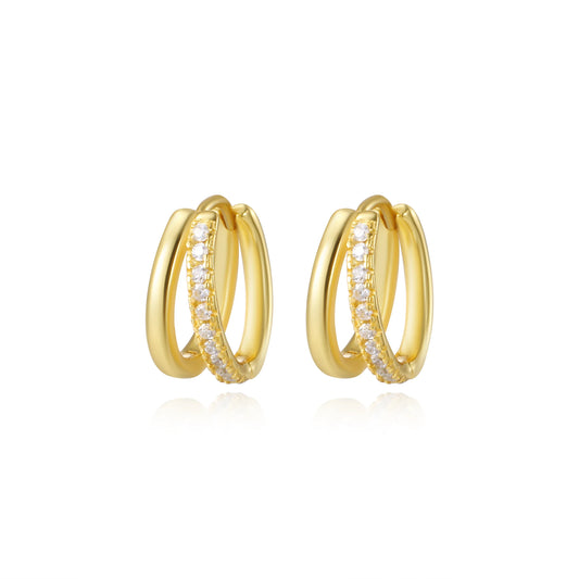 Illusion Duo Pave Hoop Earrings