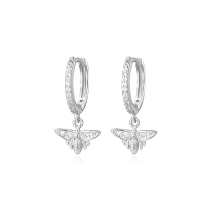 Monarch Diamond Bee  Hoop Earrings